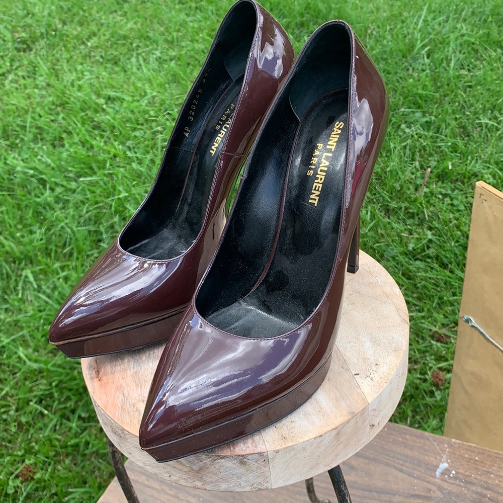 Women’s High Heeled Platform-Egg Plant Brown-size 9
